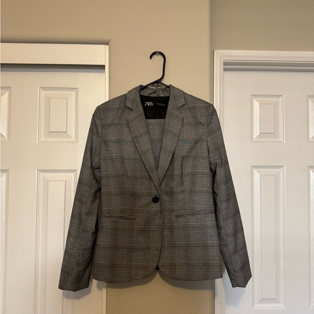 Zara Charcoal Checkered Women's Suit